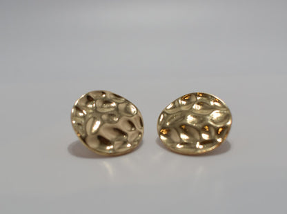 The Greek: Gold hammered stud earrings