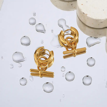 The T Bar: Gold plated earrings