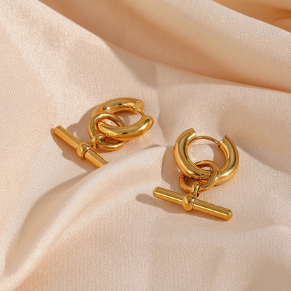 The T Bar: Gold plated earrings
