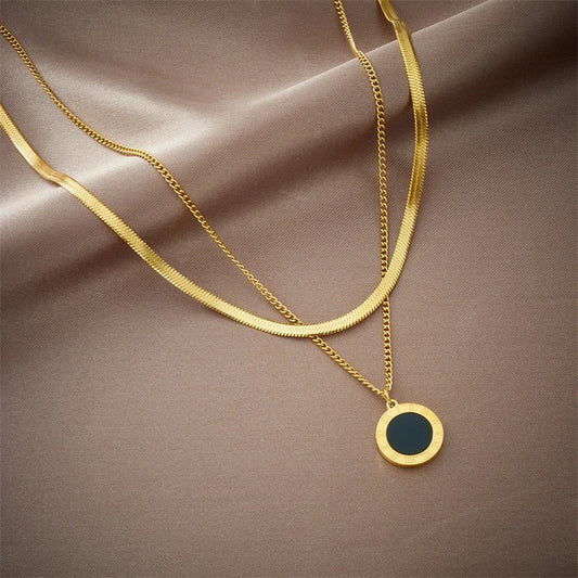 18k gold plated layered necklace