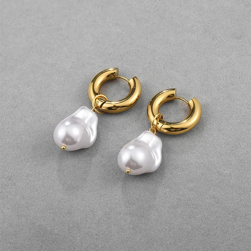 The Pearl - 18k gold-plated faux pearl earrings