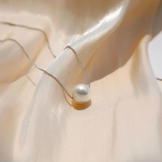 The Anja: A Dainty Pearl Necklace in Silver or Gold (various sizes)