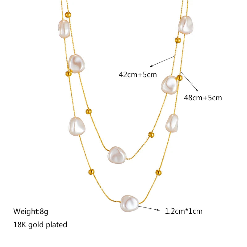 316L Stainless Steel 2in1 Large Pearl Pendant Necklace