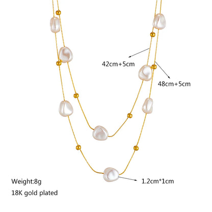 316L Stainless Steel 2in1 Large Pearl Pendant Necklace